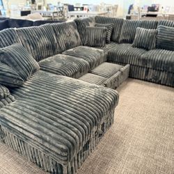 Dark Gray Sectional Sleeper w/Chaise storage Lounge -EZ $10 Down Finance Options Available 