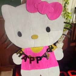 3ft Kitty Decor Made Of Cardboard Hand Painted