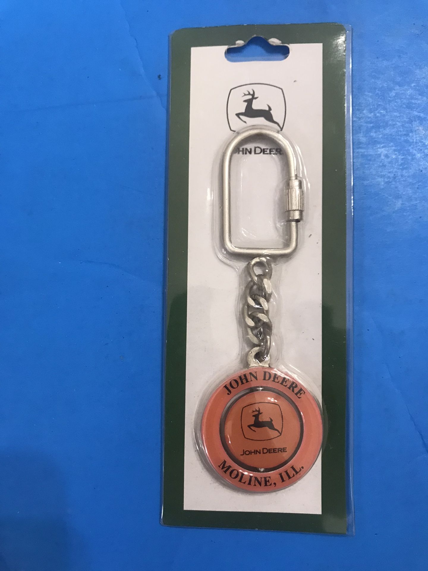 Brand new Key Chain John Deere Pink Moline, ILL Tractor Screw Open Carabiner