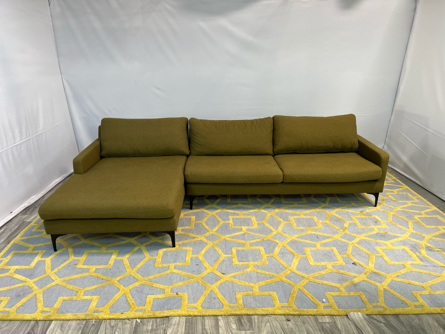 ( Delivery Available ) All Modern Jones Olive Green Sectional Couch