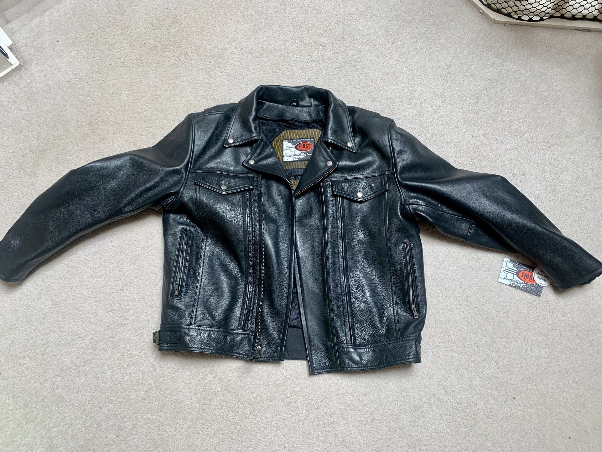 First Manufacturing Master Mind XXL Motorcycle Leather Jacket Plus Armor
