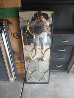 Large Black And Gold Framed Mirrors (2) 