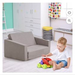  2-in-1 Toddler Fold out Couch Children’s Convertible Sofa to Lounger