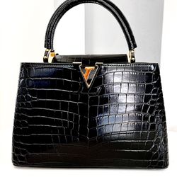 LV Brand New Capucines  Bag | Crocodile Embossed Leather & Gold Hardware