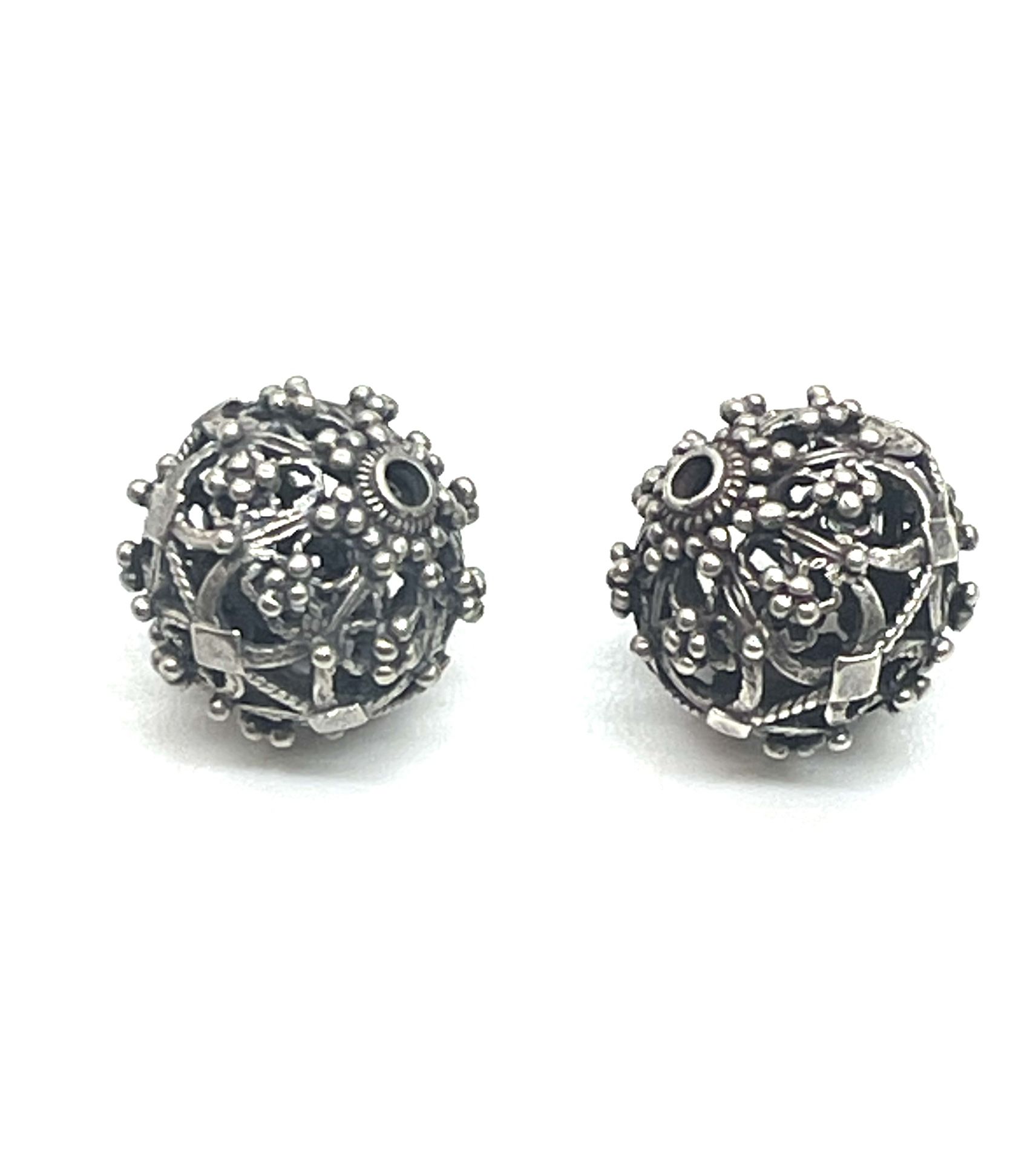Sterling Bali Bead Pair