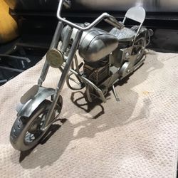 Metal Motorcycle Art Steampunk Decor 14” Long