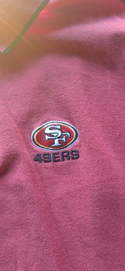 Vintage NFL San Francisco 49ers polo Shirt Men's Size Large Red W / Black Stripe 