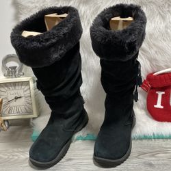 Baffin "Katherine" Slouch Design Black Nubuck Suede Winter Boots, Sz 7 