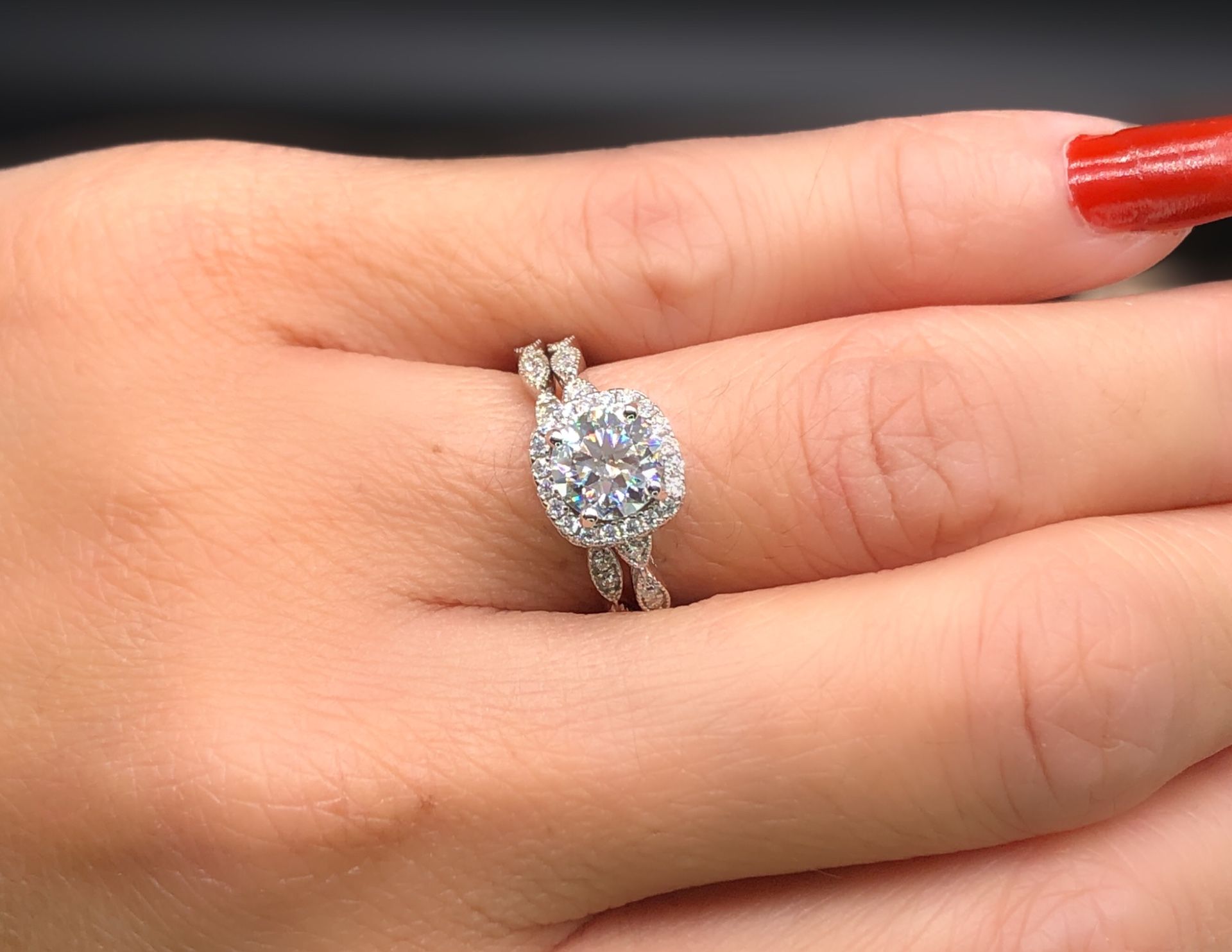 1ct Moissanite Ring Set Will Certificate