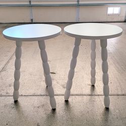 New Target Bobbin Turned Wood Side Table White Fully Assembled Set of 2