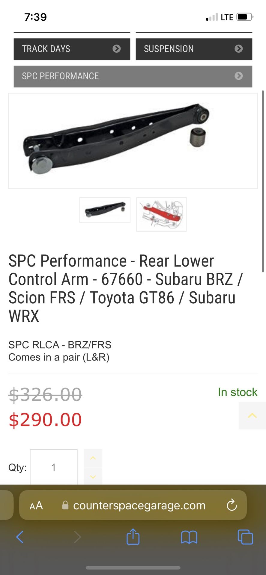 SPC Rear Lower Control Arm FRS/BRZ/GR86 for Sale in Irwindale, CA OfferUp
