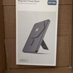 Brand New Magnetic Slim Portable Charger with Stand, 5000mAh Wireless Power Bank[Alloy-Made], PD 20W Fast Charging Compatible with iPhone 16/15/15 Pro