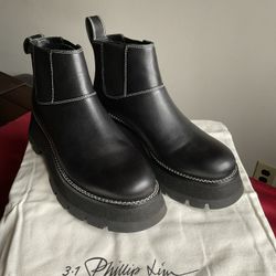 3.1 Phillip Lim Kate Leather Platform Chelsea Boots Black 41