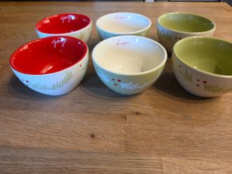Mary & Martha Christmas Bowls – Set of 6 – Love, Hope & Joy