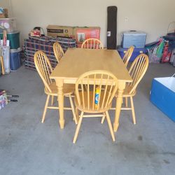 Solid Wood Dining Table With 6 Chairs