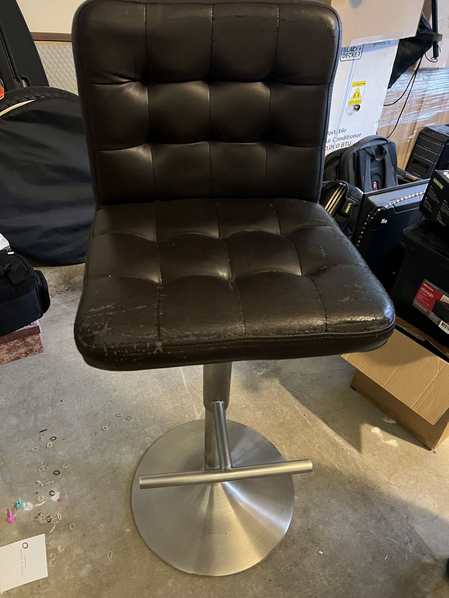 Brown Leather High Top Chair