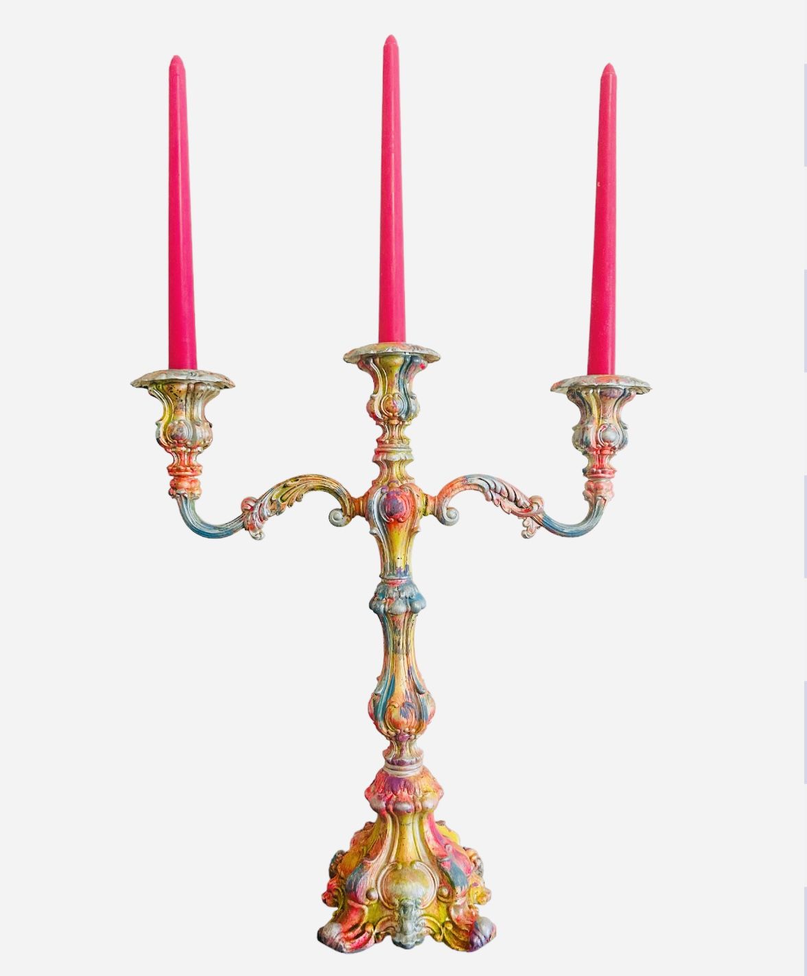 Barbours International Silver Company Hand Painted Weighted Vintage Candelabra