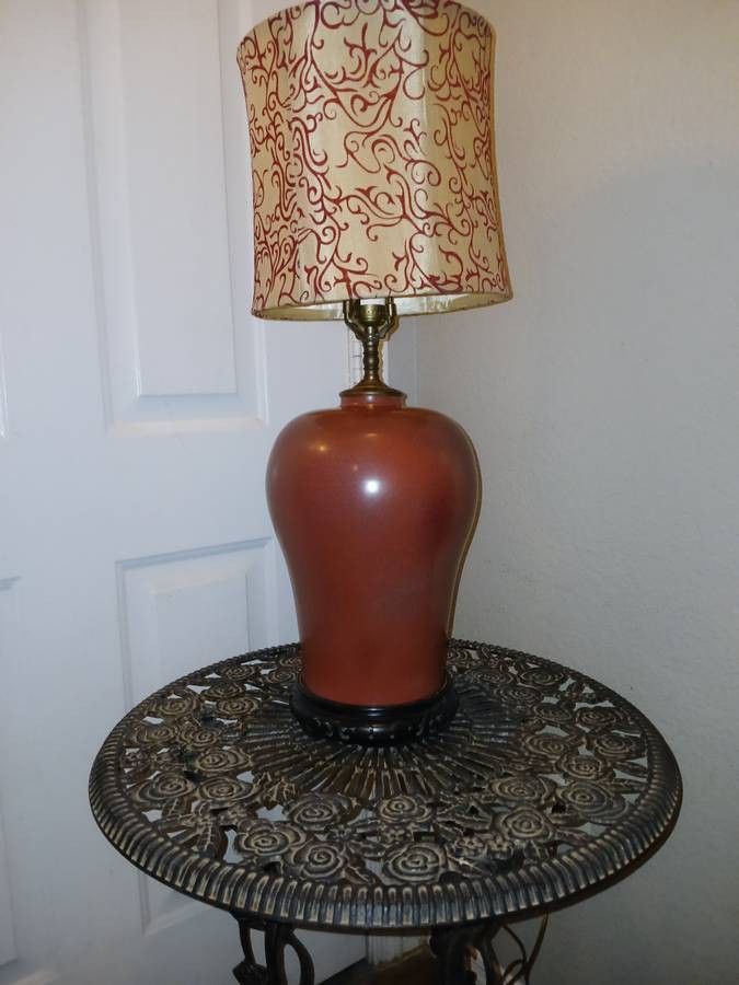 Blood Red Asian Table Lamp 