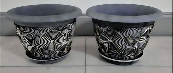 PAIR of 12" (Diameter) Blue Circle Planters (2 for $30) @ Lasting Creations