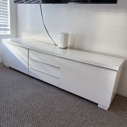 71” Length Modern White High-Gloss TV/Media Console