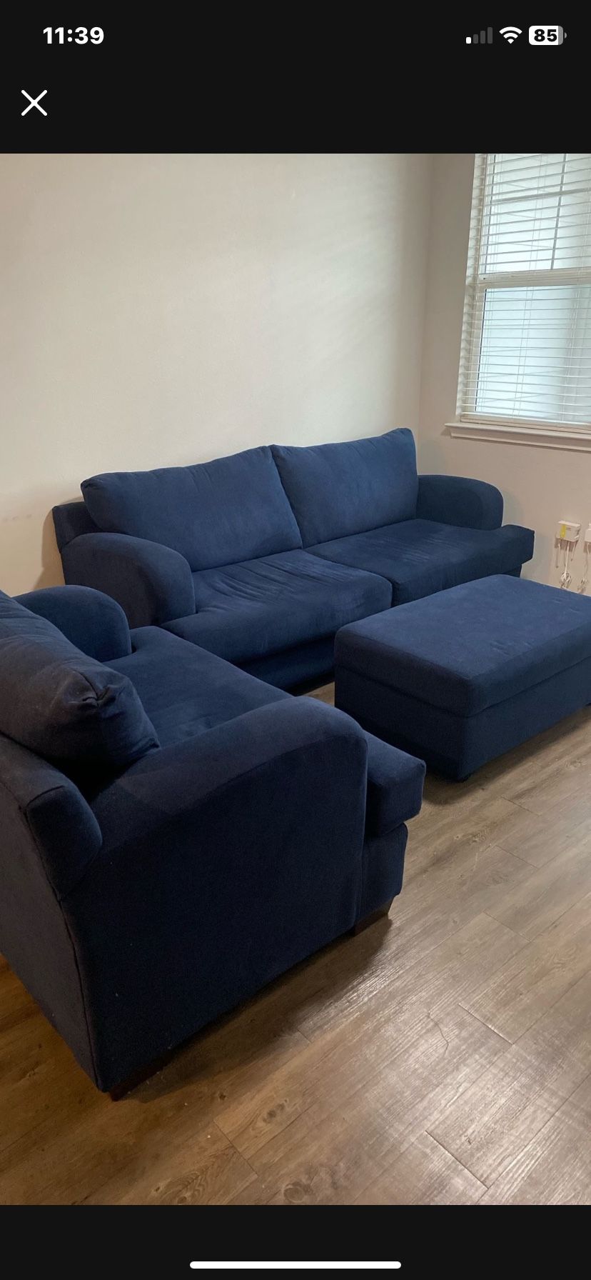 Couch, Oversized Chair And Ottoman On Wheels
