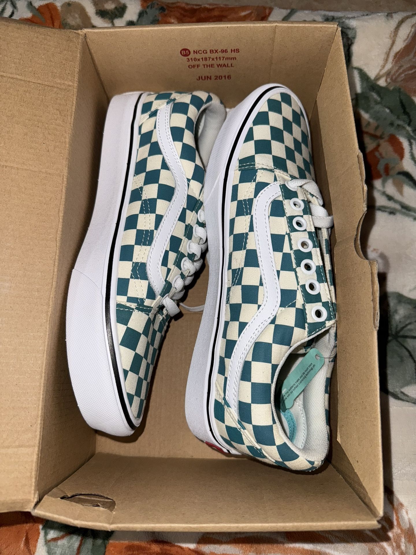 White and Blue Checker Old Skool Vans