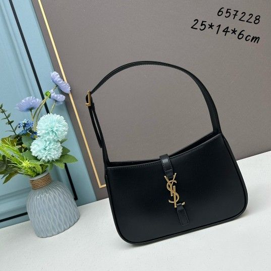 Saint Laurent Le 5 à 7 Hobo Bag in Black with Gold Hardware