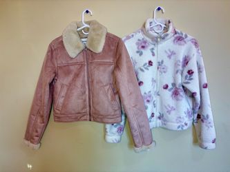 Hollister Faux Suede Jacket & Floral Fleece Zip-Up Bundle