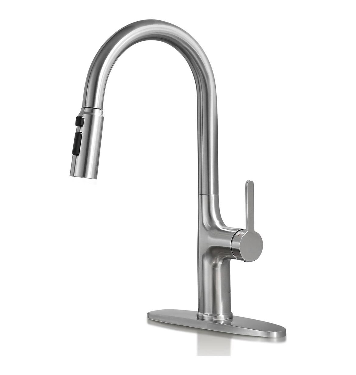 Brushed Nickel Kitchen Faucet w/ Pull Down Sprayer, High Arc Single Handle, 3 Modes