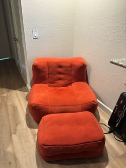 Burnt Orange Retro Lounge Chair + Ottoman – Mid Century Style