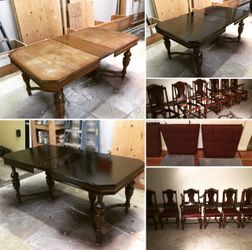 Antique dining room table and chairs