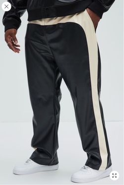 Men's fashion nova plus size black Faux-Leather straight leg pants size 3XL