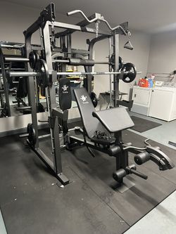 Vesta Fitness Smith Machine 2001 w/Bench Attachment | 230lb Bumpers Weights | 7ft Olympic Bar | Fitness | Gym Equipment | FREE DELIVERY🚚 