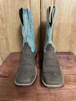Caborca Silver Turquoise Cowboy Boots Women’s 9