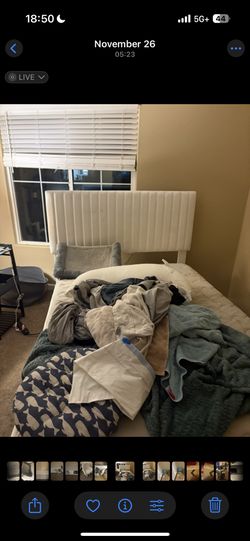 Full Size White Velvet Bed Frame 