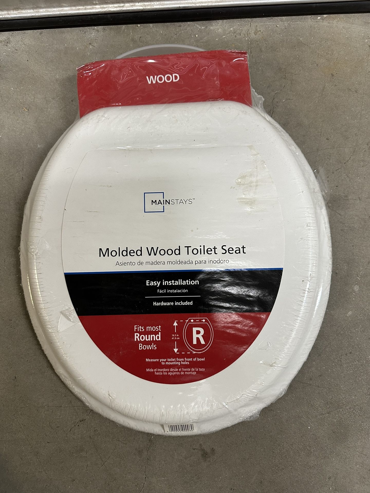 Mainstays Round Wood Beveled Edge Toilet Seat With Easy-off Hinges, White