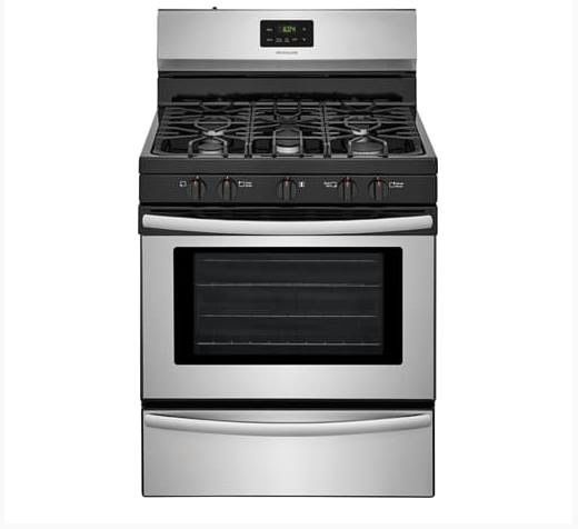 LIKE NEW matching Frigidaire five burner gas range and microwave.