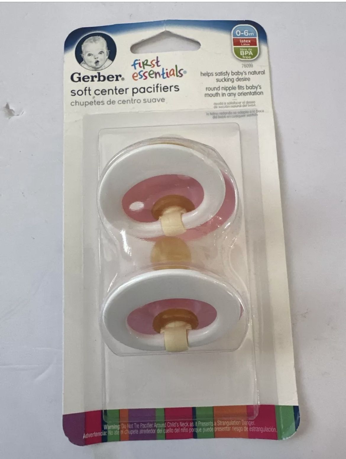 1 Pack X 2 Gerber First Essentials Soft-Center Pacifier 0-6 Pink Discontinued