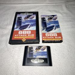 688 Attack Sub (Sega Genesis 1991) - Tested/Working - Complete In Box