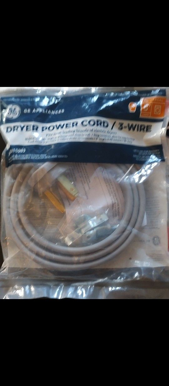 GE 3 Wire Dryer Power Cord WX09X10004 - New