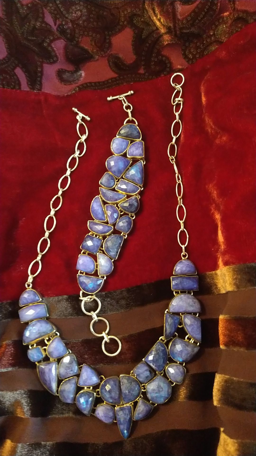 purple moon stone necklace and bracelet set