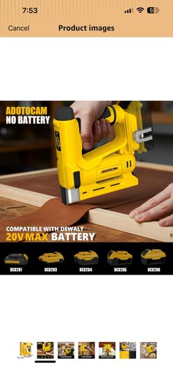 Nail Gun for Dewalt 20V Battery (Tool Only), 2 in 1 Cordless Brad Nailer/T50 Crown Stapler, Nail Gun Battery Powered with 2,000PCS Staples and Nails f