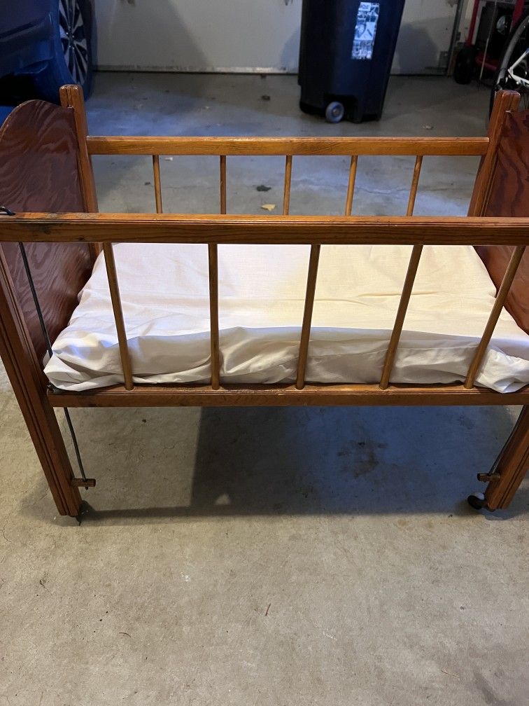 Handmade Baby Doll Crib On Rollers