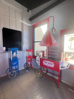 Hot dog cart, snow cone machine and popcorn machine