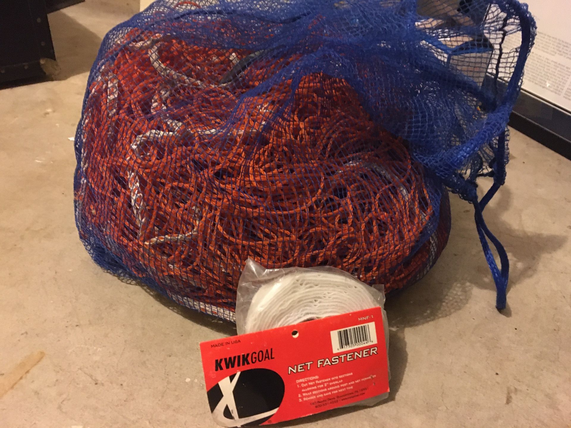 Full size goal soccer net with Velcro strips