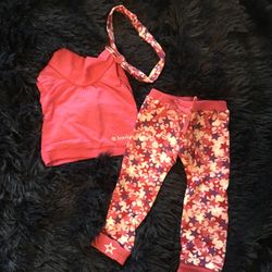 American Girl Souvenir Pink Sweatshirt, Headband, Leggings   EUC 