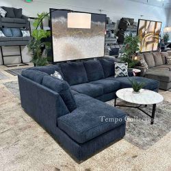 SECTIONAL WITH 2 CHAISES -COBALT BLUE  [EASY CARE FABRIC] -NEW-