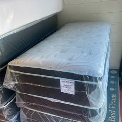 Twin Size Mattress Pillow Top 14” Inches  Excellent Comfort Also Available: Full, Queen And King New From Factory With Its Plastic Same Day Delivery