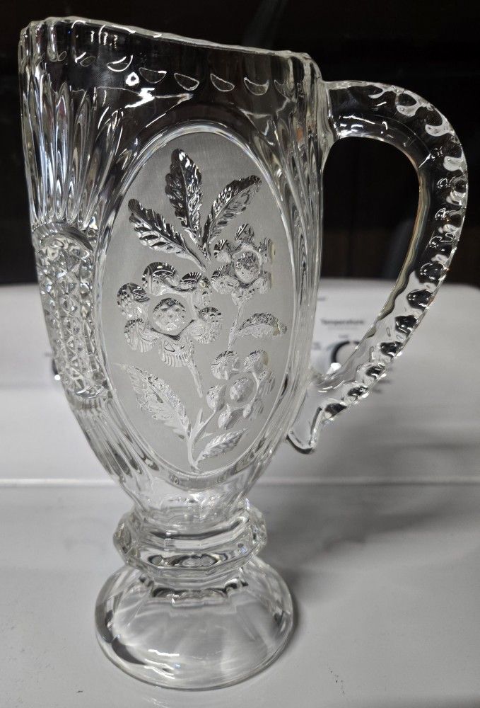 Vintage Crystal Footed Glass Pitcher