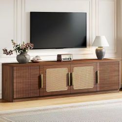 HL0157 new in box 70.9" TV Stand for Living Room, Mid Century Modern Entertainment Center with 6-Tier Storage Shelf, Wood Long Media Console Televisio
